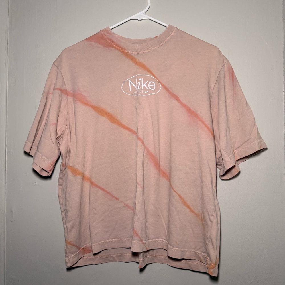 Nike Pink and Orange Diagonal Tie-Dye Short Sleeve Tee